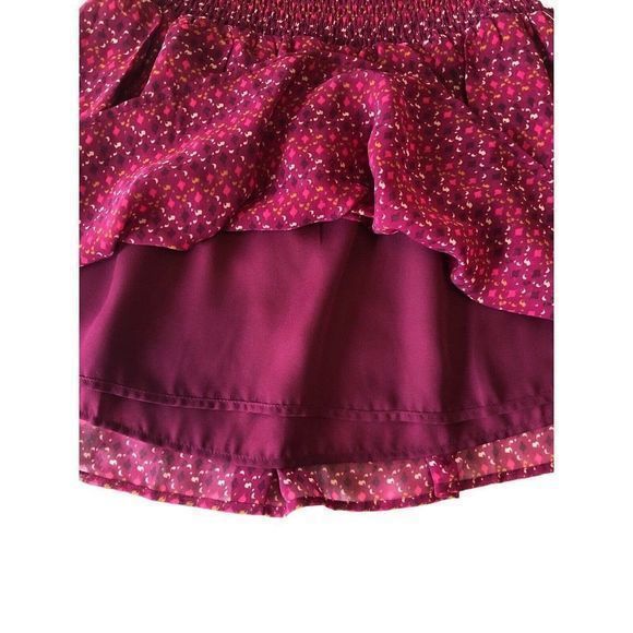 Old‎ Navy Tiered Mini Skirt Burgundy Geometric Pattern Elastic Yoke Waist Small - Picture 5 of 9